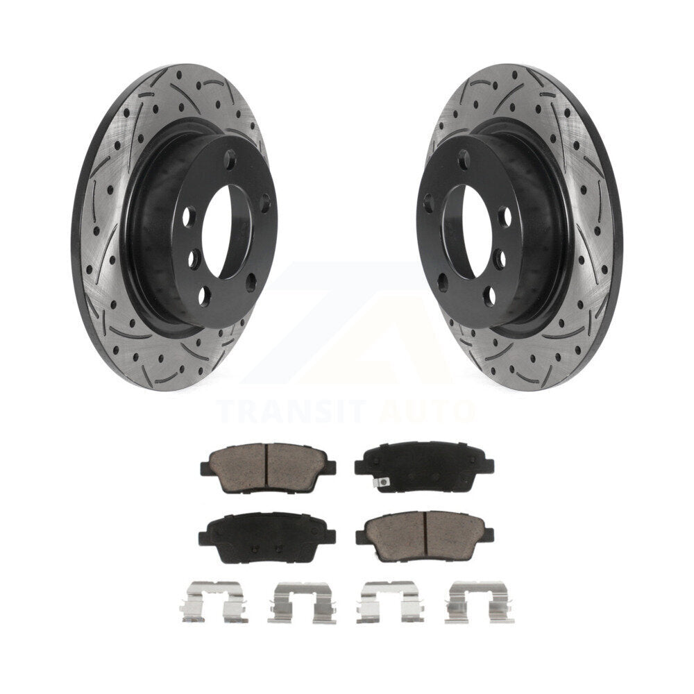 Drilled Slot Brake Rotor Ceramic Pad Rear Kit For Mini Cooper Countryman Paceman