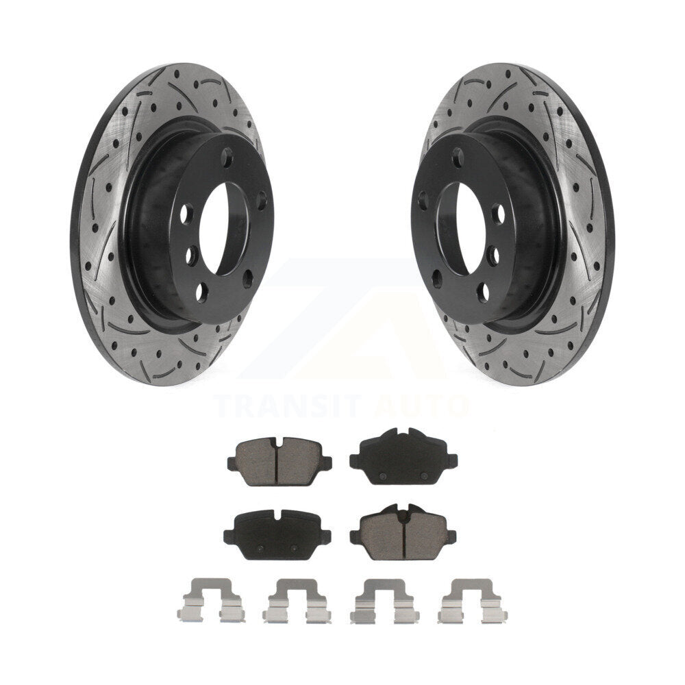 Drilled Slot Brake Rotor Ceramic Pad Rear Kit For Mini Cooper Countryman Paceman