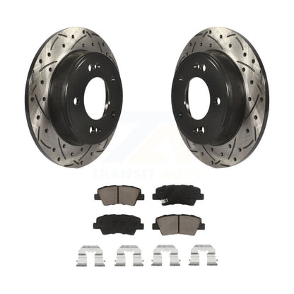 Drill Slot Brake Rotor Ceramic Pad Rear Kit For Hyundai Elantra Kia GT Soul Koup