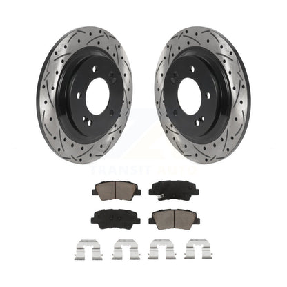 Drilled Slot Brake Rotor Ceramic Pad Rear Kit For Kia Optima Hyundai Sonata Soul