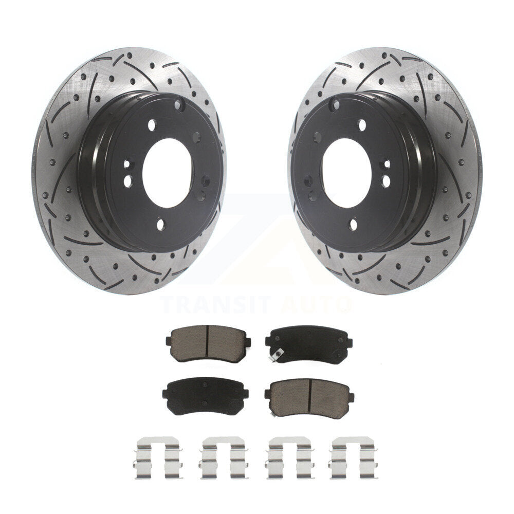 Drilled Slot Disc Brake Rotor Ceramic Pad Rear Kit For Hyundai Tucson Sonata Kia