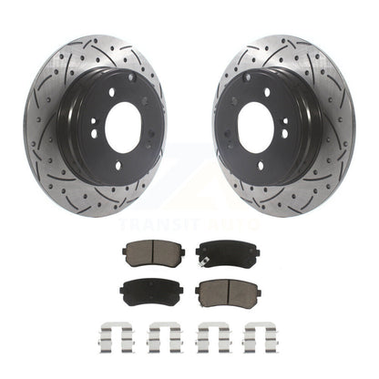 Drilled Slot Disc Brake Rotor Ceramic Pad Rear Kit For Hyundai Tucson Sonata Kia