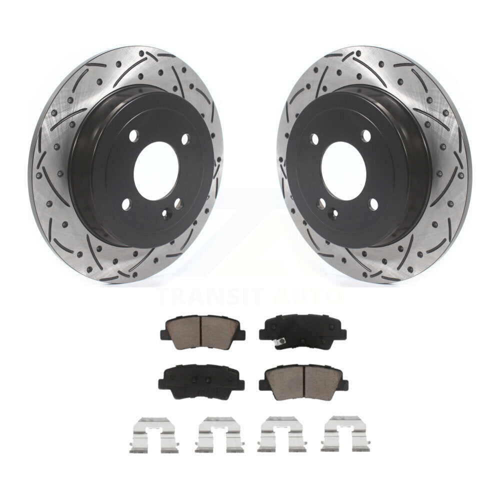 Coat Drill Slot Disc Brake Rotor Ceramic Pad Rear Kit For Hyundai Accent Kia Rio