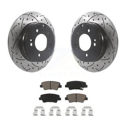 Drill Slot Brake Rotors Ceramic Pad Rear Kit For Hyundai Sonata Kia Optima Azera