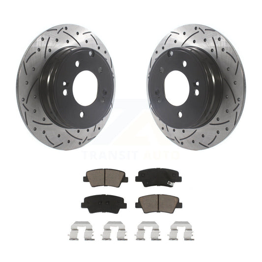 Drill Slot Brake Rotors Ceramic Pad Rear Kit For Hyundai Sonata Kia Optima Azera