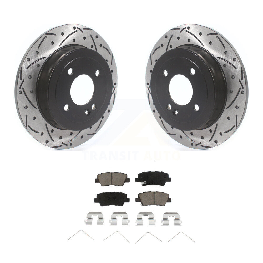 Coat Drill Slot Disc Brake Rotor Ceramic Pad Rear Kit For Kia Rio Hyundai Accent