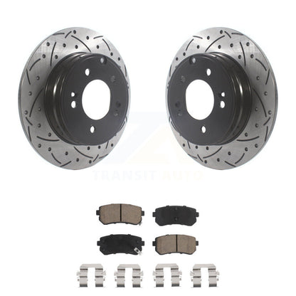 Drilled Slot Disc Brake Rotor Ceramic Pad Rear Kit For Hyundai Sonata Kia Optima