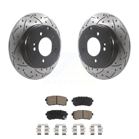 Drilled Slot Disc Brake Rotor Ceramic Pad Rear Kit For Hyundai Sonata Kia Optima