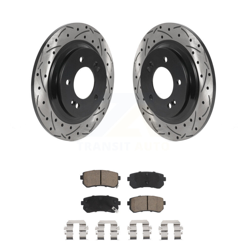 Drilled Slot Brake Rotors Ceramic Pad Rear Kit For 2016 Kia Optima LX/EX/LX 1.6T
