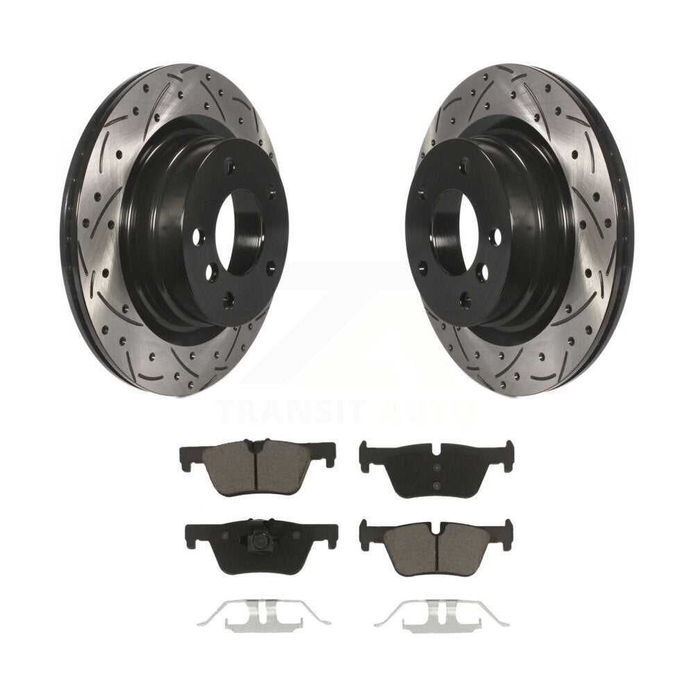 Drilled Slot Brake Rotor Ceramic Pad Rear Kit For BMW 230i xDrive 228i 328i 320i