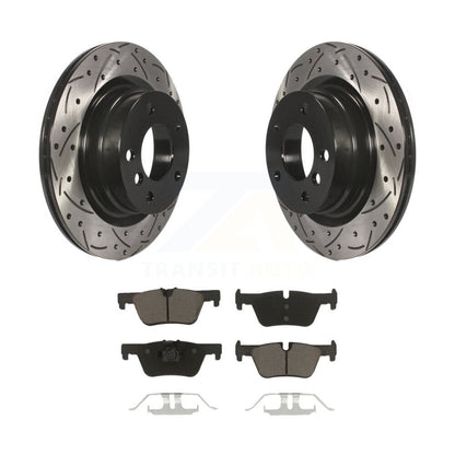 Drilled Slot Brake Rotor Ceramic Pad Rear Kit For BMW 230i xDrive 228i 328i 320i