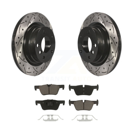 Drilled Slot Brake Rotor Ceramic Pad Rear Kit For BMW 230i xDrive 228i 328i 320i