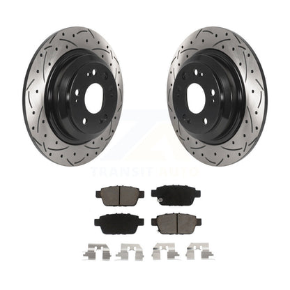 Coated Drilled Slot Disc Brake Rotor Ceramic Pad Rear Kit For 2009-2014 Acura TL