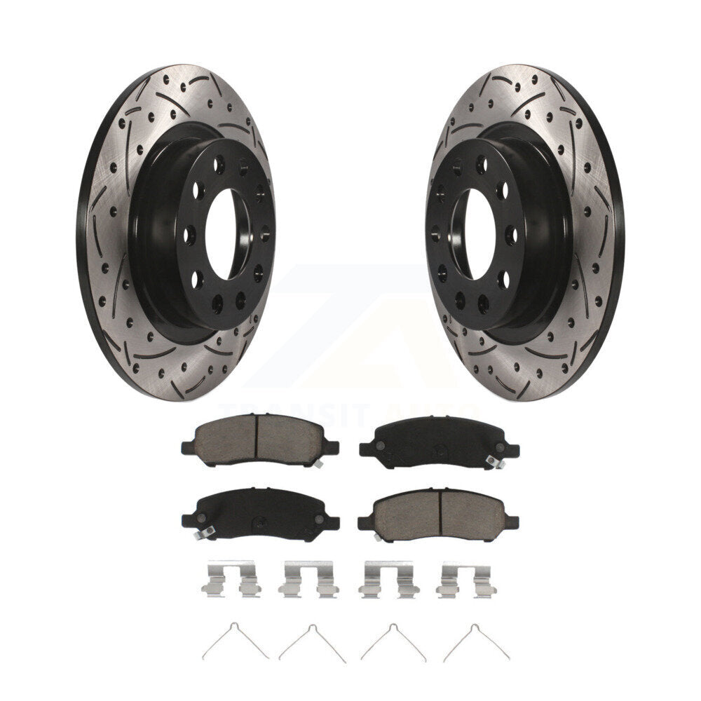 Coated Drill Slot Disc Brake Rotor Ceramic Pad Rear Kit For 2013-2016 Dodge Dart