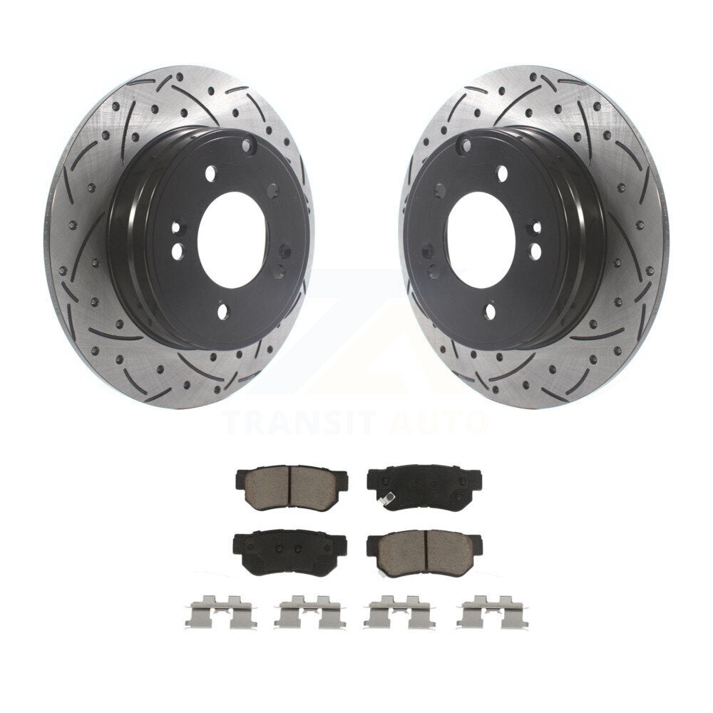 Coated Drill Slot Disc Brake Rotors Ceramic Pad Rear Kit For Hyundai Sonata 3.3L