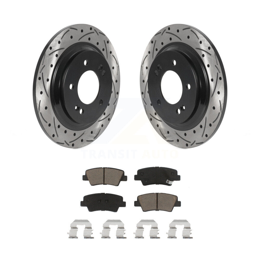 Coated Drill Slot Disc Brake Rotor Ceramic Pad Rear Kit For Hyundai Sonata Azera