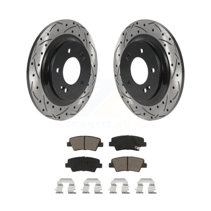 Coated Drill Slot Disc Brake Rotor Ceramic Pad Rear Kit For Hyundai Sonata Azera