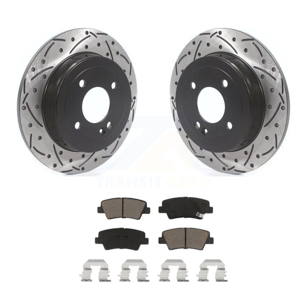 Coated Drill Slot Disc Brake Rotors Ceramic Pad Rear Kit For 2011 Hyundai Accent