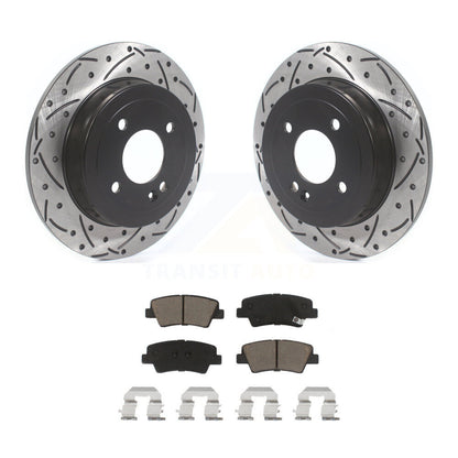 Coated Drill Slot Disc Brake Rotors Ceramic Pad Rear Kit For 2011 Hyundai Accent