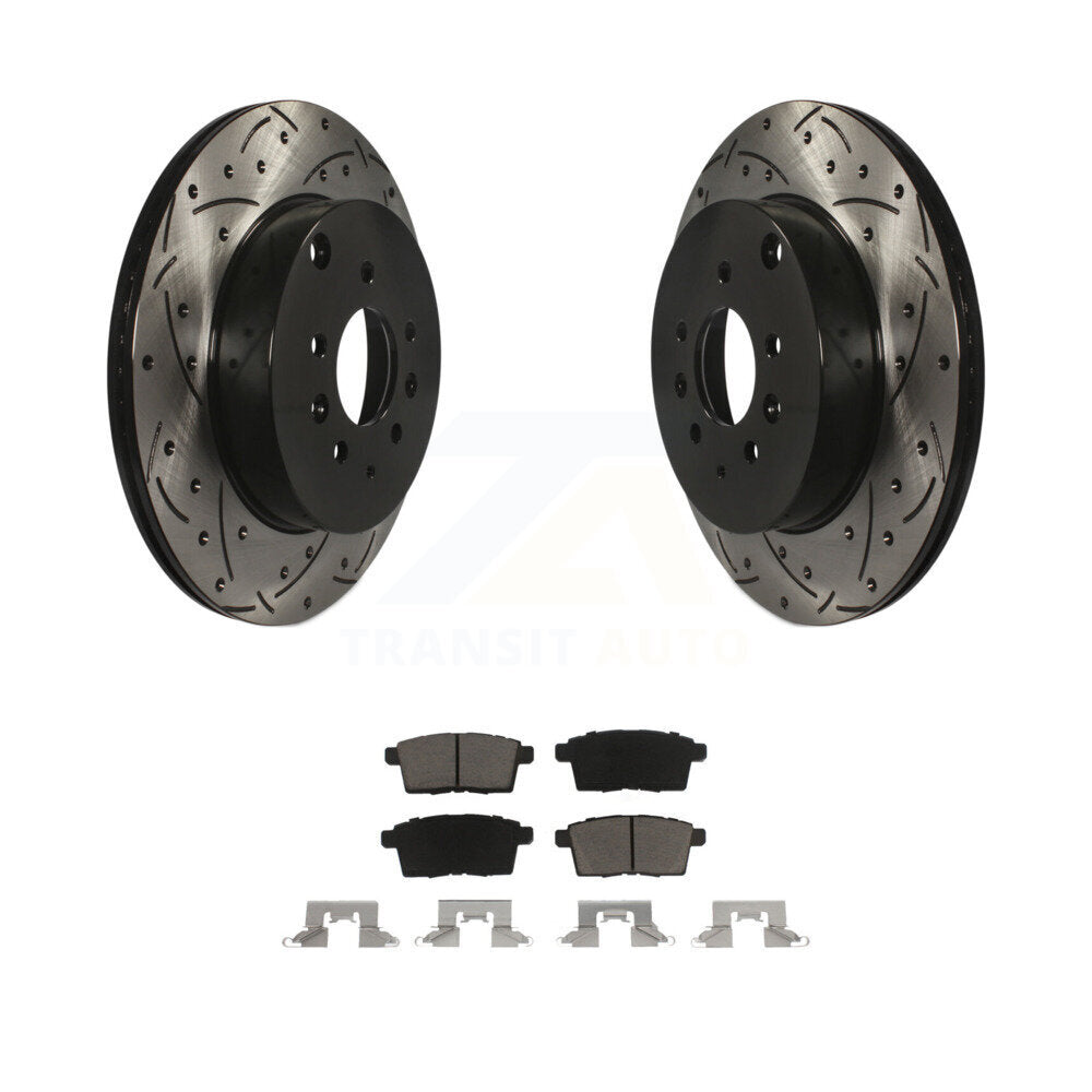Coated Drill Slot Disc Brake Rotor Ceramic Pad Rear Kit For 2007-2015 Mazda CX-9