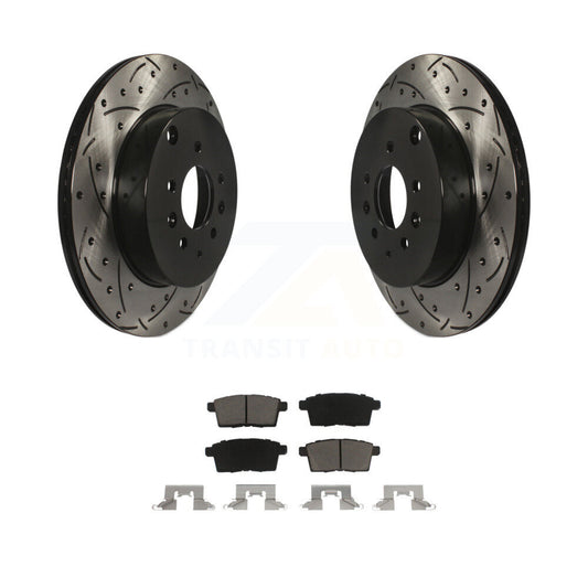 Coated Drill Slot Disc Brake Rotor Ceramic Pad Rear Kit For 2007-2015 Mazda CX-9