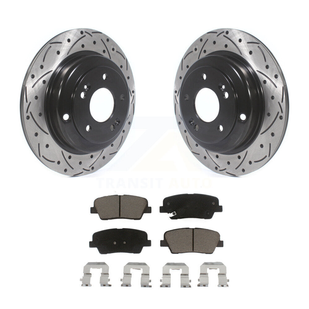 Coat Drill Slot Disc Brake Rotors Ceramic Pad Rear Kit For Hyundai Genesis Coupe