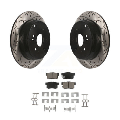 Coated Drilled Slotted Disc Brake Rotors And Ceramic Pads Rear Kit For Acura RDX