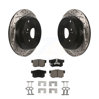 Coated Drill Slot Disc Brake Rotor Ceramic Pad Rear Kit For Honda CR-V Acura RDX