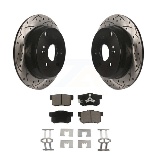 Coated Drill Slot Disc Brake Rotor Ceramic Pad Rear Kit For Honda CR-V Acura RDX