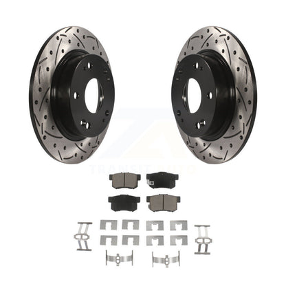 Drilled Slot Disc Brake Rotor Ceramic Pad Rear Kit For Honda Civic Acura CSX ILX