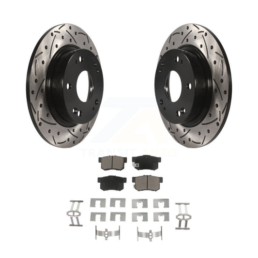 Drilled Slot Disc Brake Rotor Ceramic Pad Rear Kit For Honda Civic Acura CSX ILX