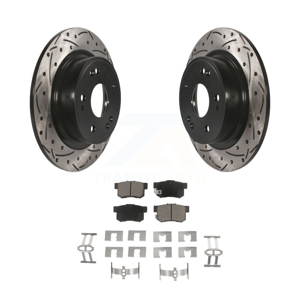 Coat Drill Slot Disc Brake Rotor Ceramic Pad Rear Kit For Honda Accord Acura ILX