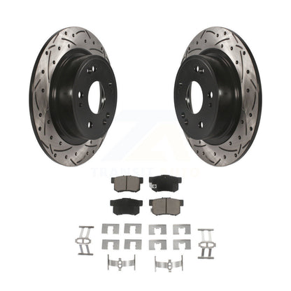 Coat Drill Slot Disc Brake Rotor Ceramic Pad Rear Kit For Honda Accord Acura ILX