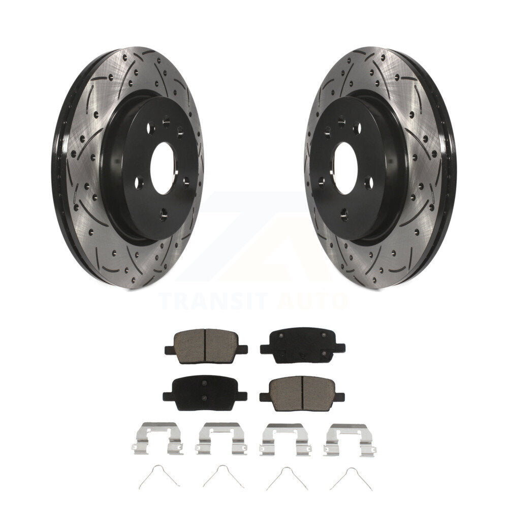 Drilled Slot Brake Rotors Ceramic Pad Rear Kit For Chevrolet Camaro Cadillac CT6
