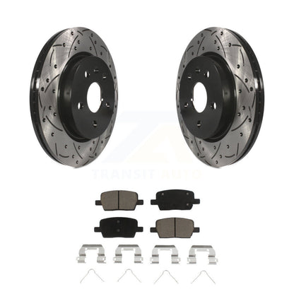 Drilled Slot Brake Rotors Ceramic Pad Rear Kit For Chevrolet Camaro Cadillac CT6