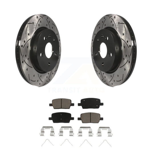 Drilled Slot Brake Rotors Ceramic Pad Rear Kit For Chevrolet Camaro Cadillac CT6