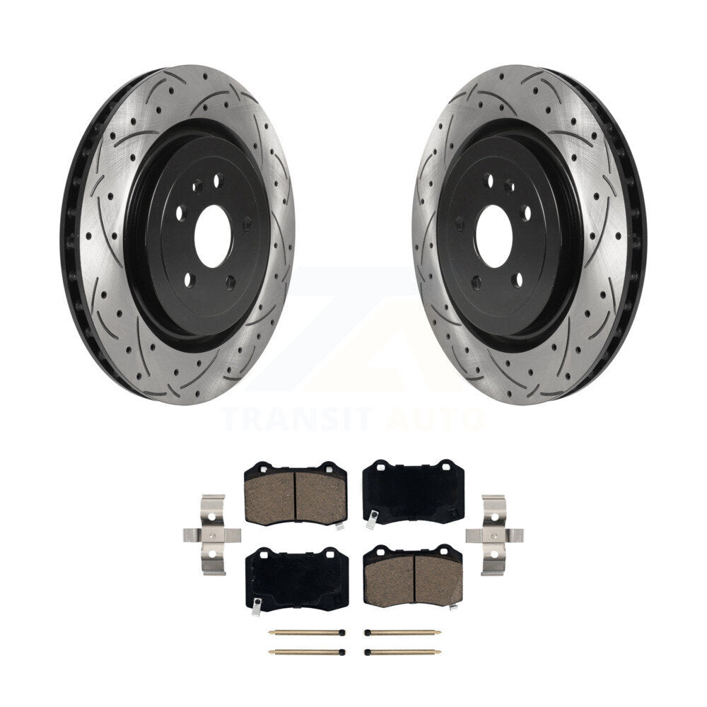 Drilled Slot Brake Rotors Ceramic Pad Rear Kit For Chevrolet Camaro Cadillac CTS