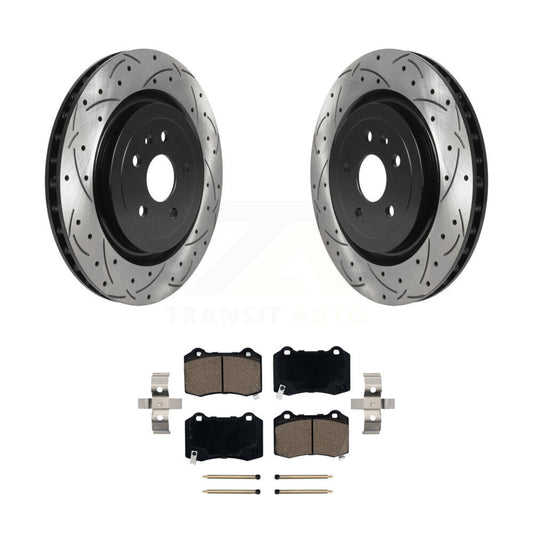 Drilled Slot Brake Rotors Ceramic Pad Rear Kit For Chevrolet Camaro Cadillac CTS