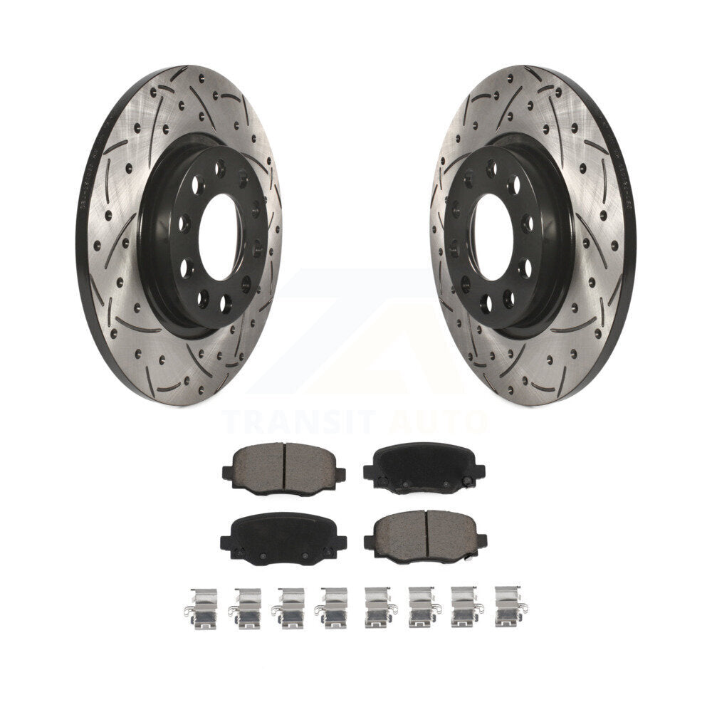 Drill Slot Disc Brake Rotors Ceramic Pad Rear Kit For Jeep Cherokee Chrysler 200