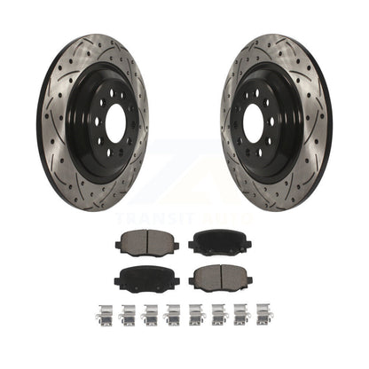 Coated Drilled Slotted Disc Brake Rotor & Ceramic Pad Rear Kit For Jeep Cherokee