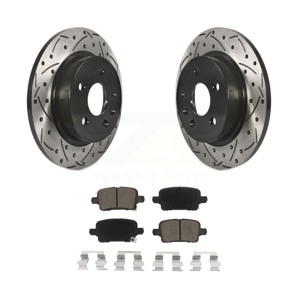 Coated Drilled Slotted Disc Brake Rotor Ceramic Pad Rear Kit For Chevrolet Cruze
