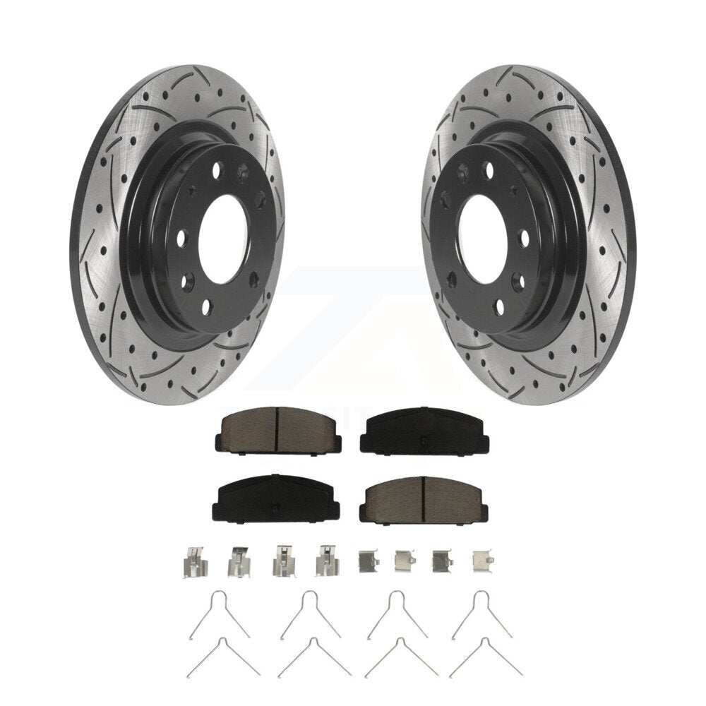 Coated Drilled Slotted Disc Brake Rotor Ceramic Pad Rear Kit For Mazda 6 Protege