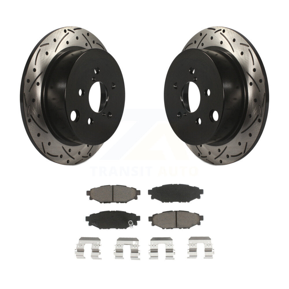 Drill Slot Disc Brake Rotor Ceramic Pad Rear Kit For Subaru Crosstrek Impreza XV