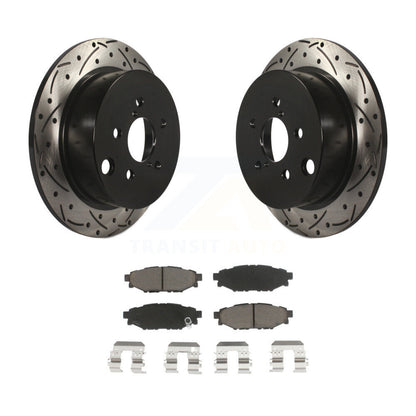 Drill Slot Disc Brake Rotor Ceramic Pad Rear Kit For Subaru Crosstrek Impreza XV