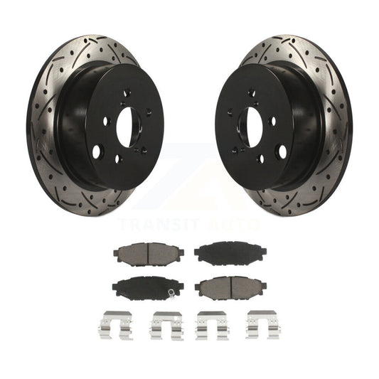 Drill Slot Disc Brake Rotor Ceramic Pad Rear Kit For Subaru Crosstrek Impreza XV