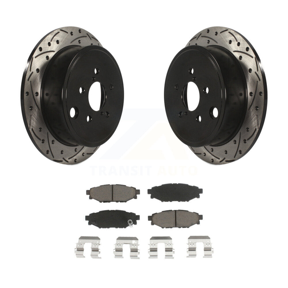 Drill Slot Brake Rotors Ceramic Pad Rear Kit For Subaru Impreza Forester Outback