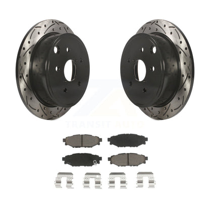 Coated Drilled Slotted Disc Brake Rotors And Ceramic Pad Rear Kit For Subaru WRX
