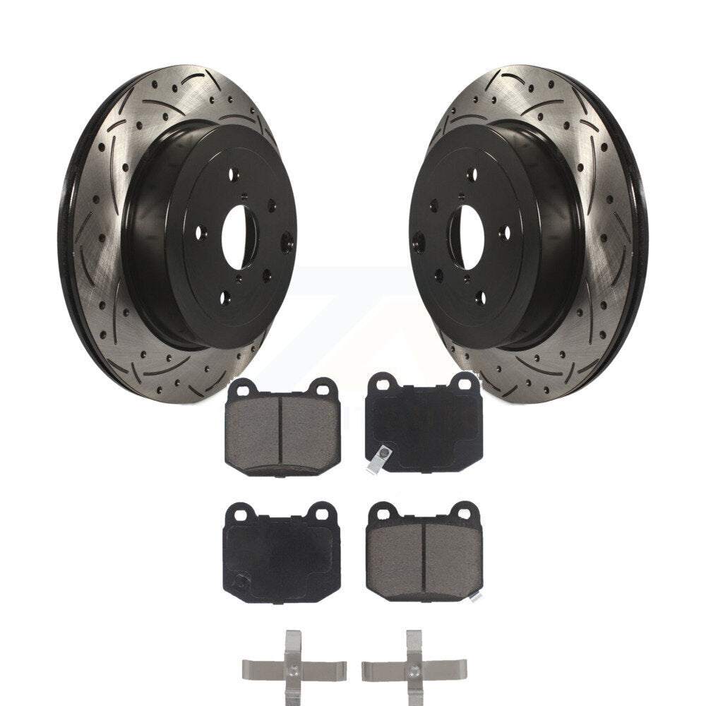 Coat Drill Slot Disc Brake Rotor Ceramic Pad Rear Kit For Subaru Impreza WRX STI