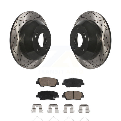 Drill Slot Brake Rotors Ceramic Pad Rear Kit For Kia Sorento Hyundai Santa Fe XL