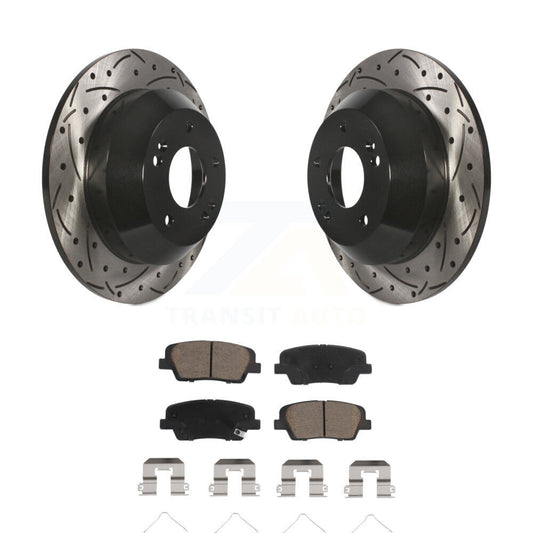 Drill Slot Brake Rotors Ceramic Pad Rear Kit For Kia Sorento Hyundai Santa Fe XL